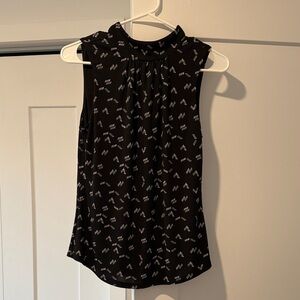 White House Black Market Black and White Patterned Blouse